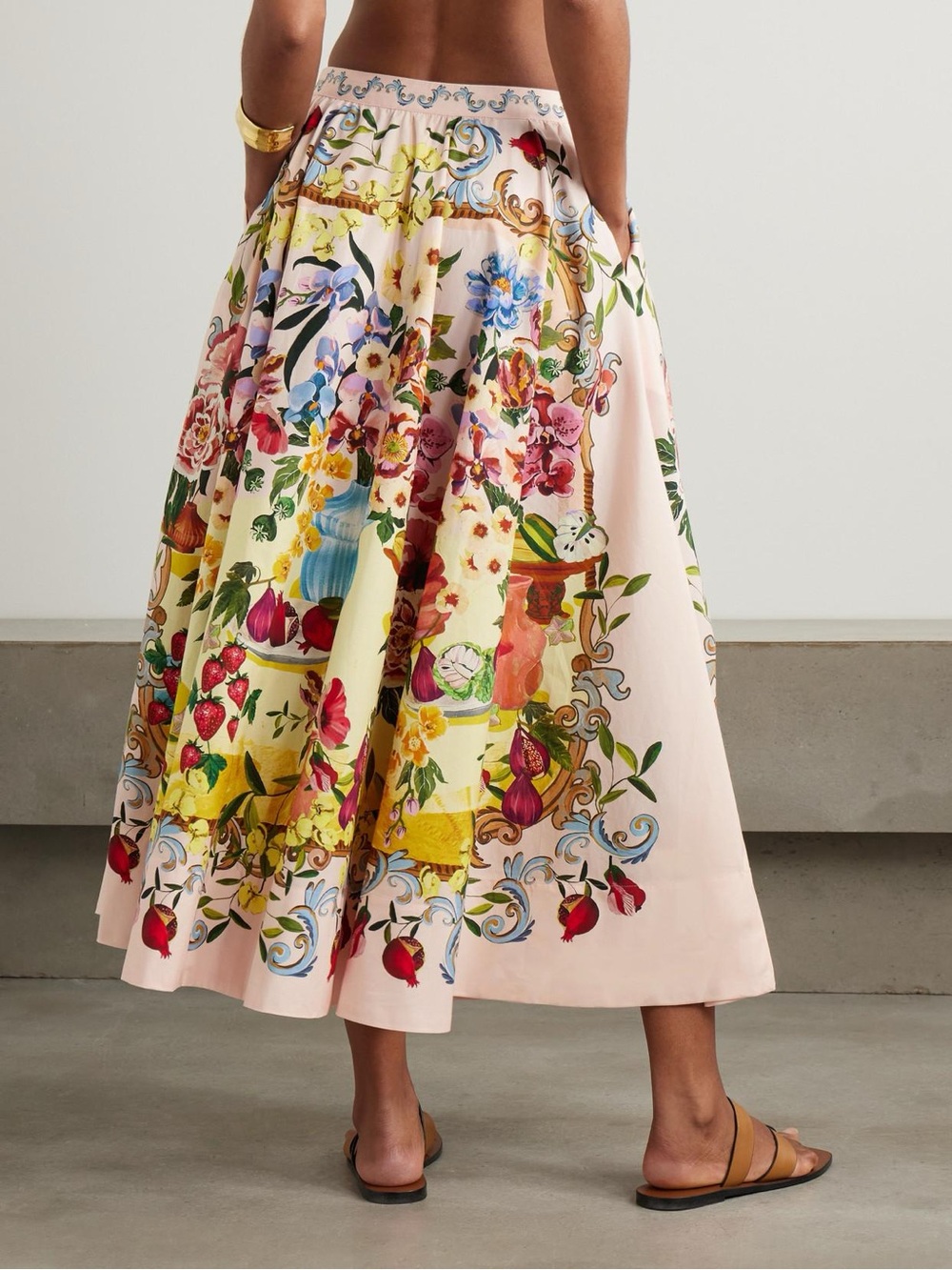 FARM Rio Pink Garden Terrace Organic Cotton Midi Skirt - Picture 5 of 16